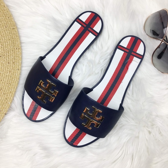 tory burch blue slides